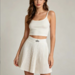 High Elastic Pleated Mini Skirt Print Waistband For Tennis Yoga Daily Outfit