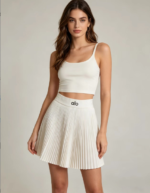 High Elastic Pleated Mini Skirt Print Waistband For Tennis Yoga Daily Outfit