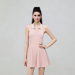 Women High Stretch Quick Dry Tennis Dress Halter Polo Waist Flare Sport Dress - Image 3