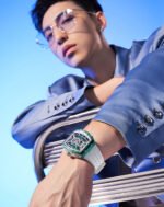 Men’s Tonneau Skeleton Automatic Watch – Luminous Stainless Steel Bracelet