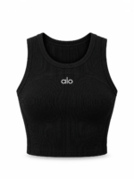 ALO Built-In Padding Sports Bra | Ribbed High Stretch Crop Top for Yoga, Gym & Daily Wear - Image 4