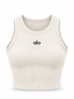 ALO Built-In Padding Sports Bra | Ribbed High Stretch Crop Top for Yoga, Gym & Daily Wear - Image 5
