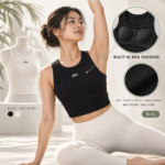 ALO Built-In Padding Sports Bra | Ribbed High Stretch Crop Top for Yoga, Gym & Daily Wear