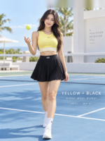 2-in-1 Women Tennis Set | Sleeveless Crop Top + High Waist Pleated Sports Skirt, Multi-Color Yoga Gym Activewear - Image 3