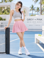 2-in-1 Women Tennis Set | Sleeveless Crop Top + High Waist Pleated Sports Skirt, Multi-Color Yoga Gym Activewear - Image 2